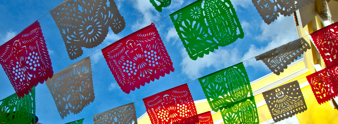 Colorful Mexican paper flags